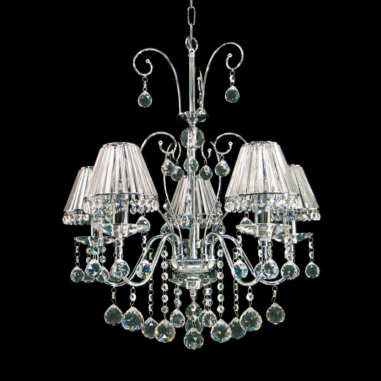 Perryn 5 Light Small Strass Lead Crystal Chandelier - Chrome