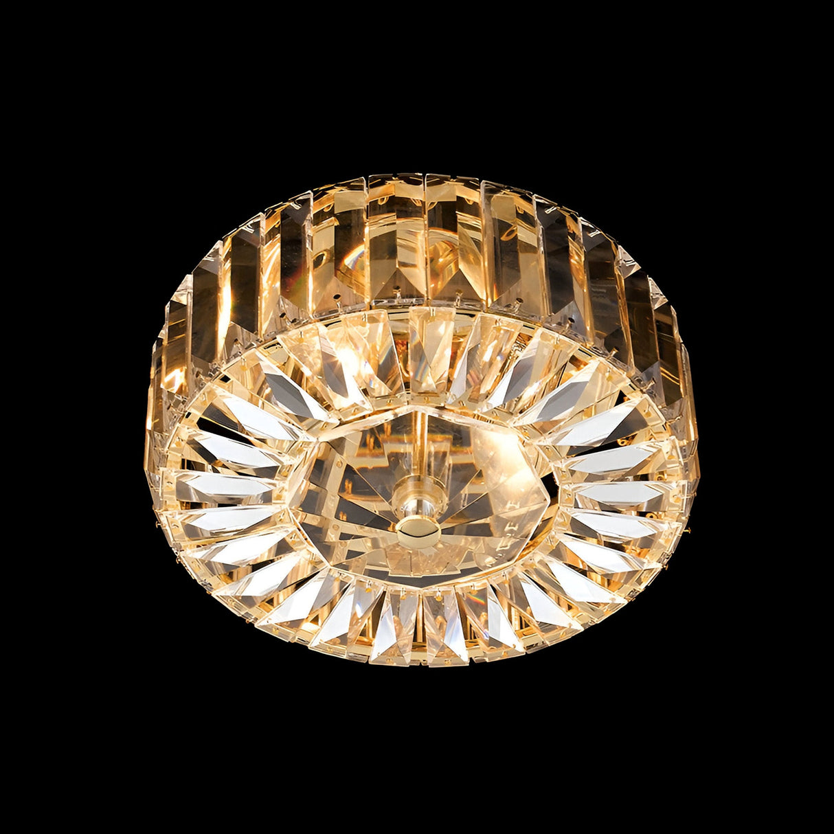 Bravia 2 Light Lead Crystal Flush Ceiling Light - Gold