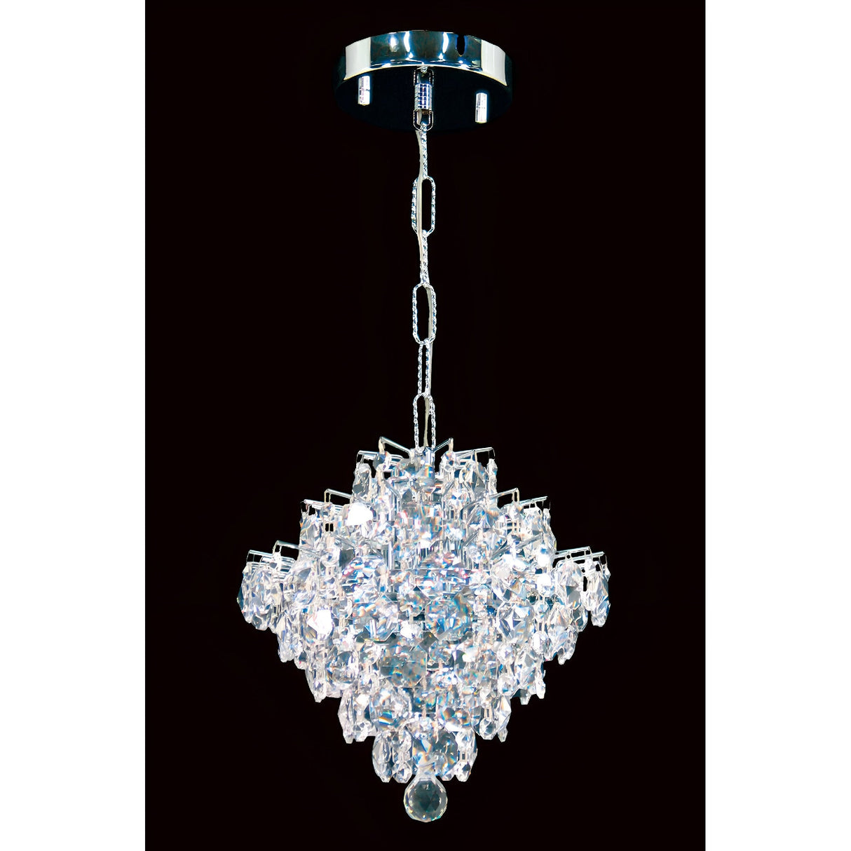 Facet 1 Light Lead Crystal Pendant Light - Chrome