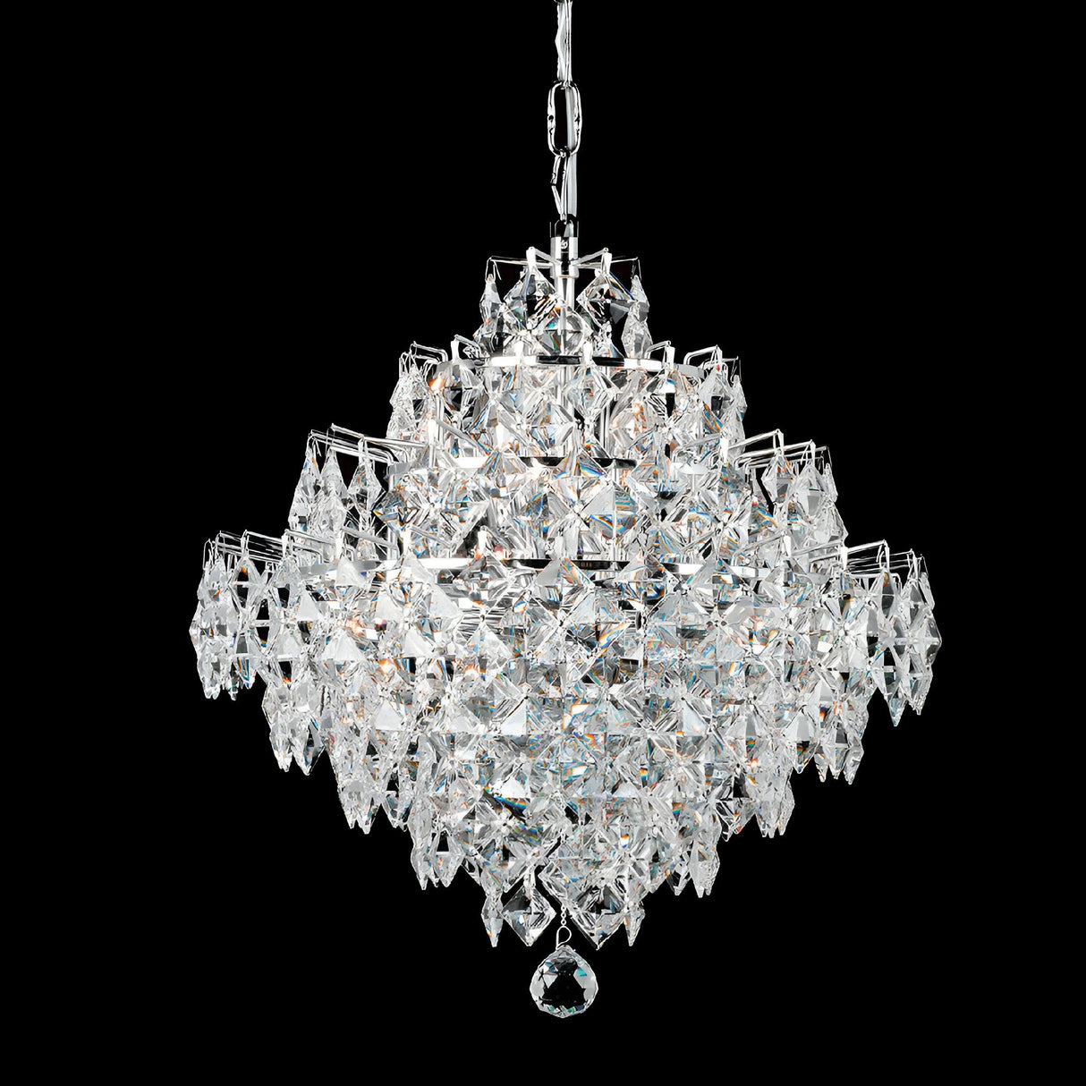 Facet 12 Light Lead Crystal Chandelier - Chrome