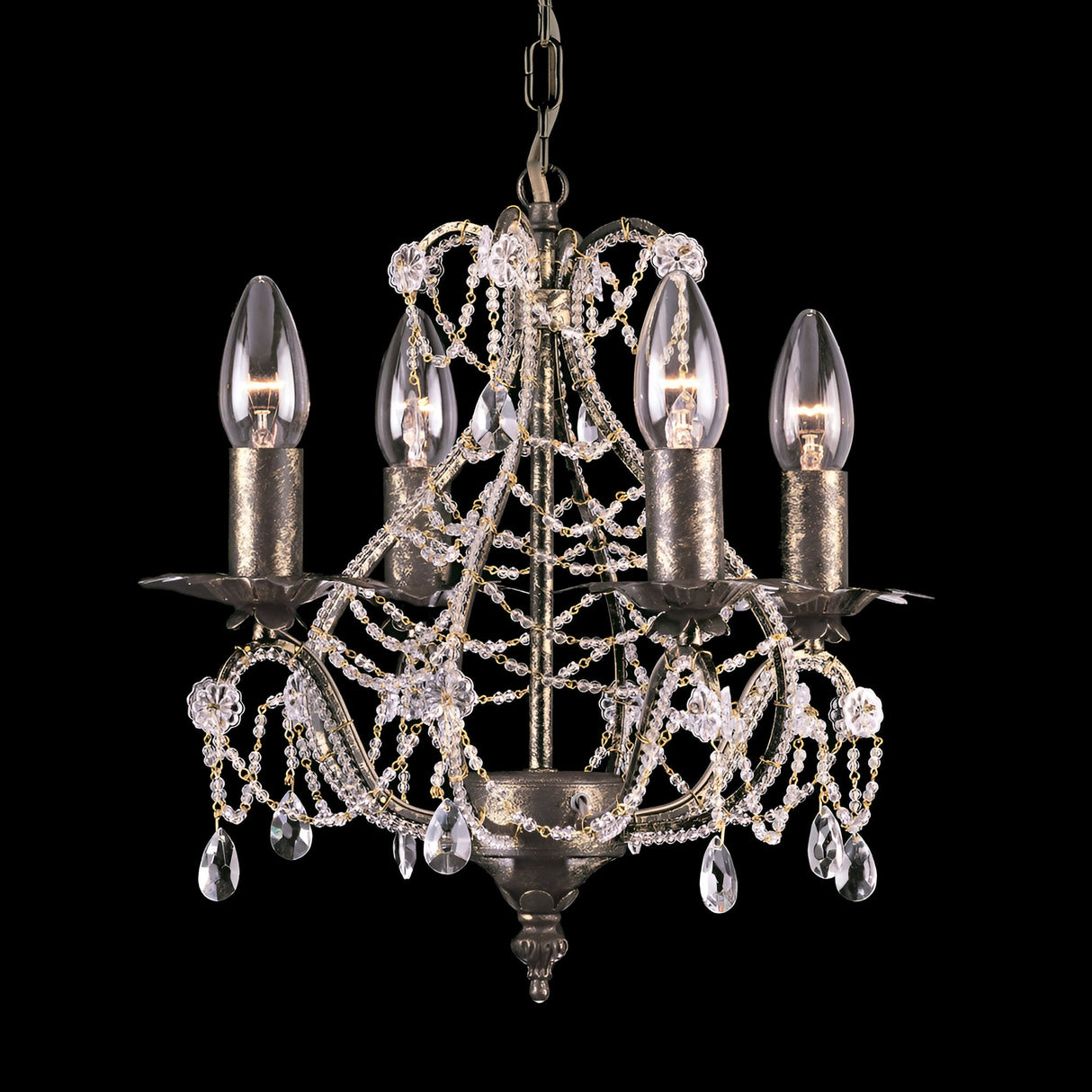 Montara 4 Light Crystal Chandelier - Antique Bronze