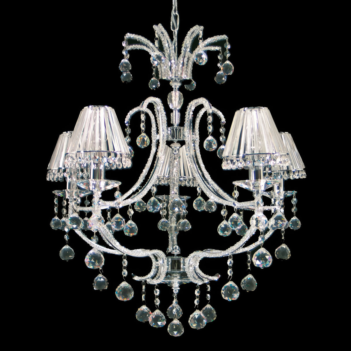 Perryn 5 Light Large Strass Lead Crystal Chandelier - Chrome