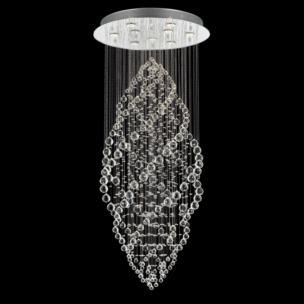 Solina 9 Light Crystal Raindrop Pendant Light - Chrome