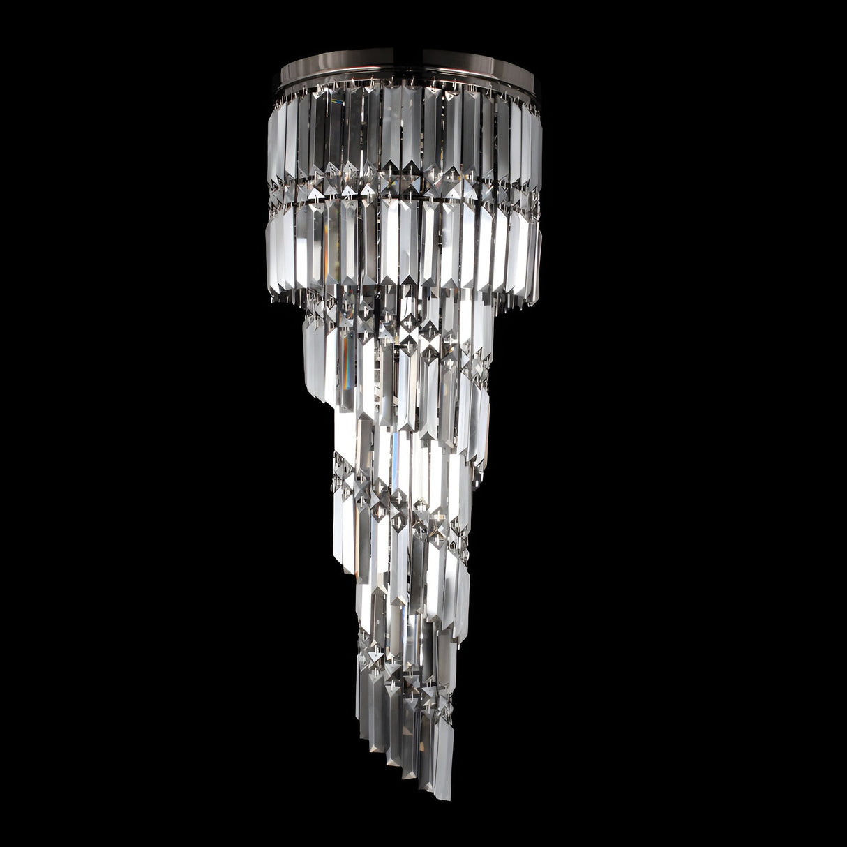 Norden 9 Light Spiral Crystal Flush Chandelier - Chrome
