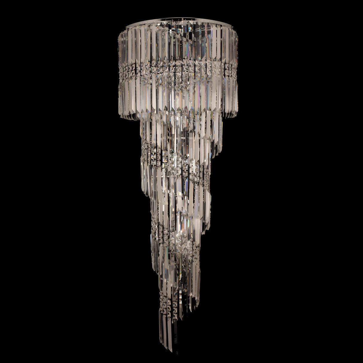 Norden 14 Light Spiral Crystal Flush Chandelier - Chrome