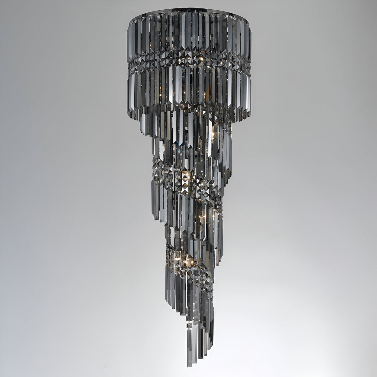 Norden 14 Light Spiral Crystal Flush Chandelier - Gunmetal