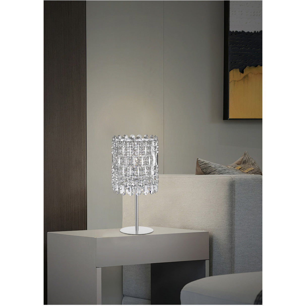 Allara 1 Light Crystal Table Lamp - Chrome