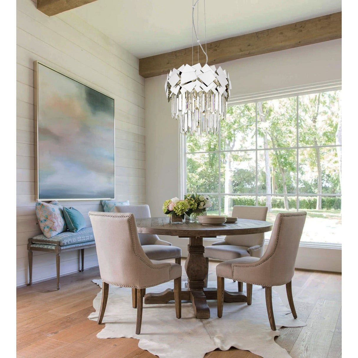 Selia 4 Light Laser Cut Crystal Suspension Light - Chrome