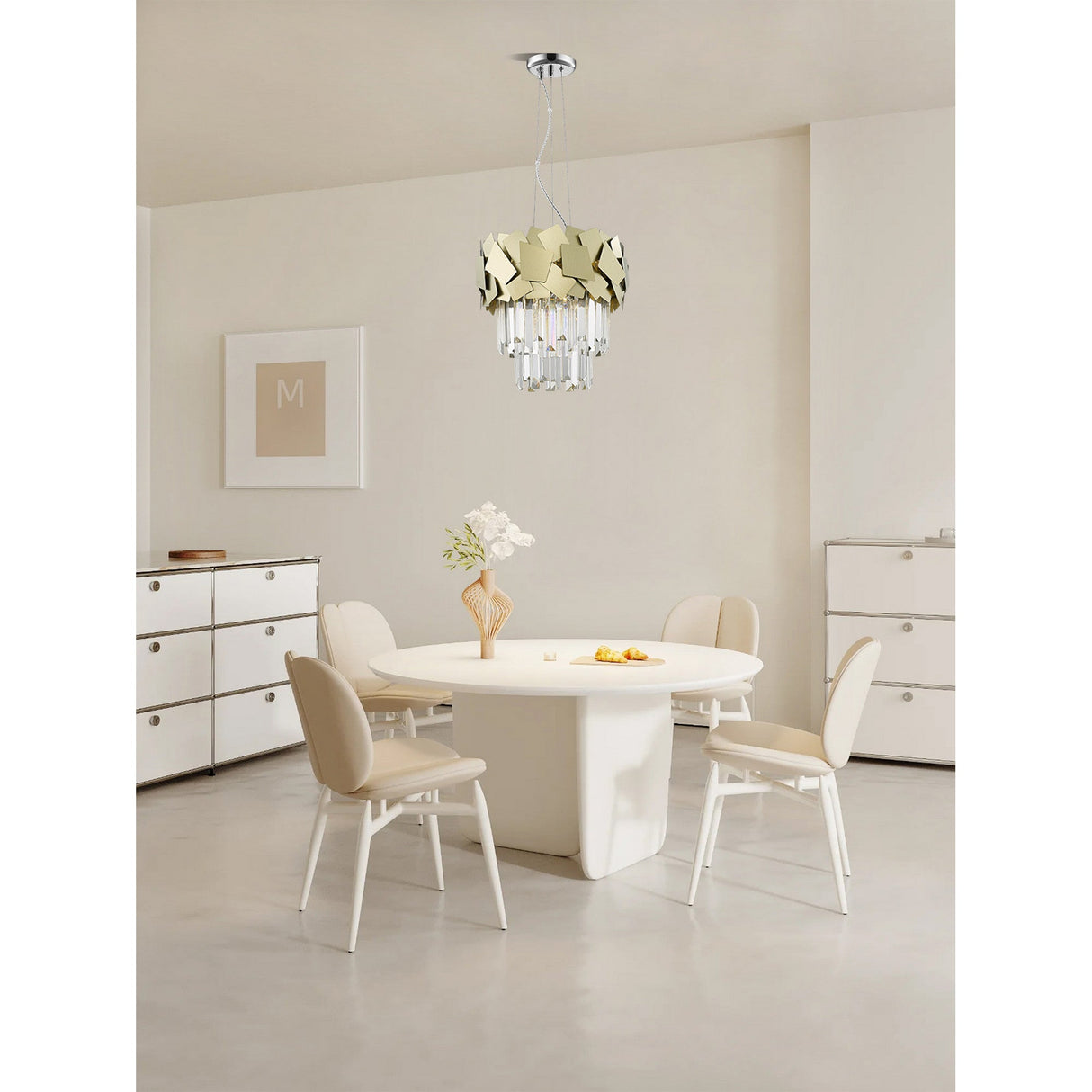 Selia 4 Light Laser Cut Crystal Suspension Light - Gold