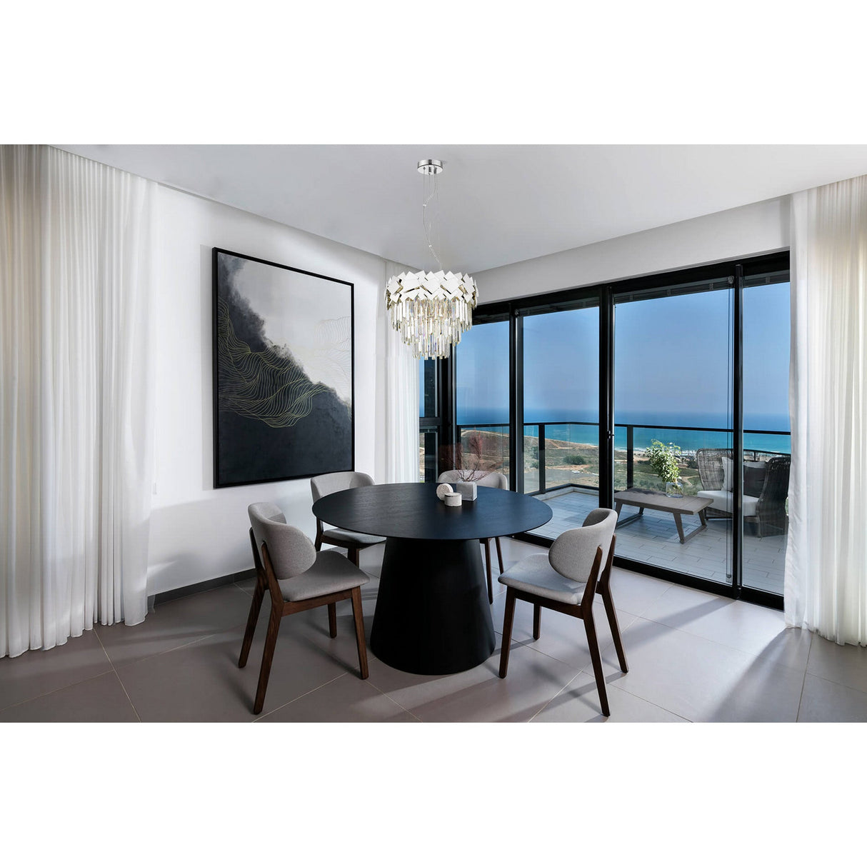 Selia 6 Light Laser Cut Crystal Suspension Light - Chrome