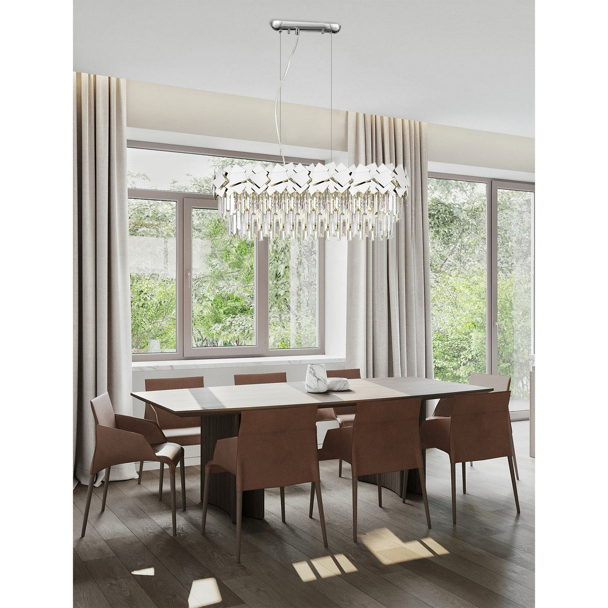Selia 6 Light Laser Cut Crystal Island Suspension Light - Chrome