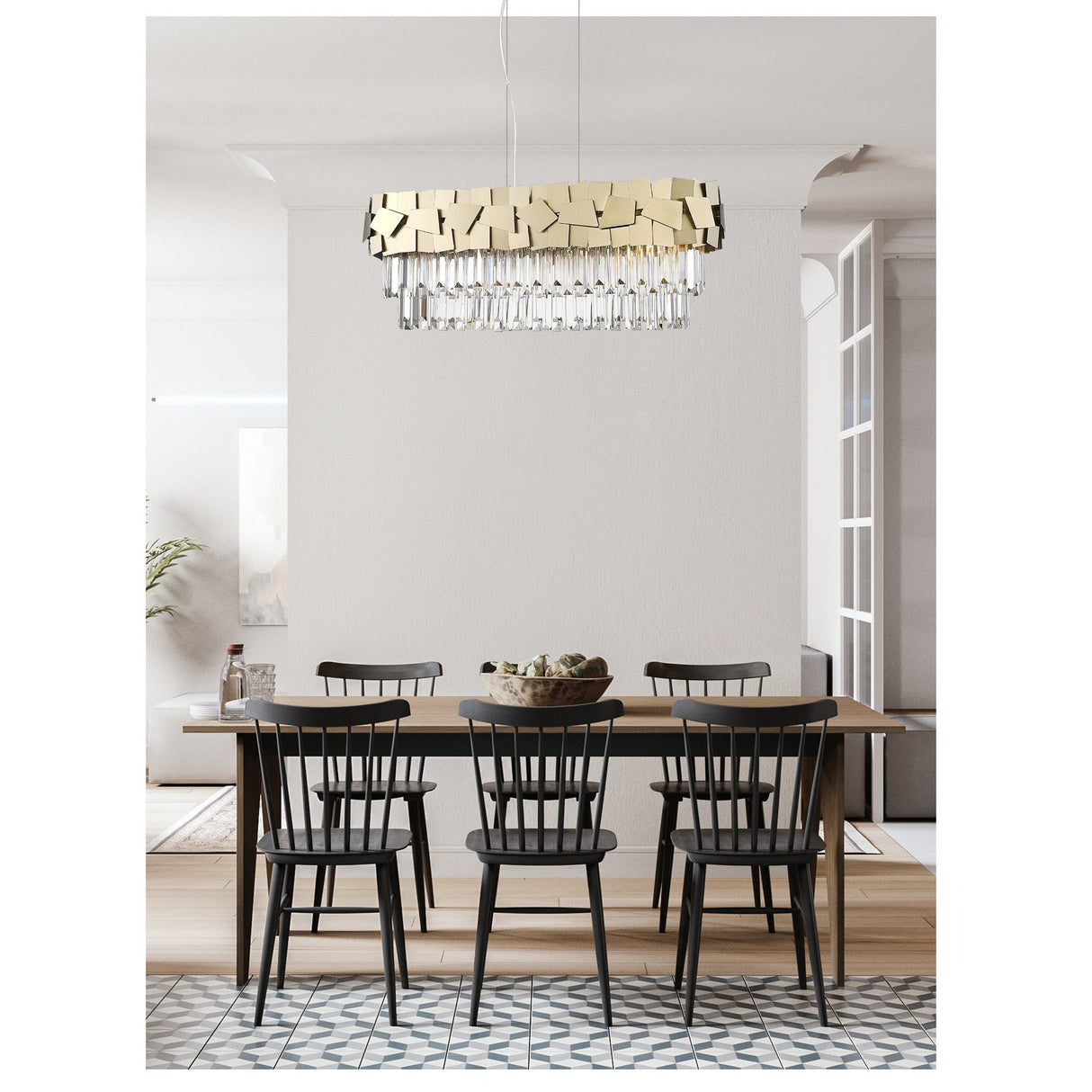 Selia 6 Light Laser Cut Crystal Island Suspension - Gold