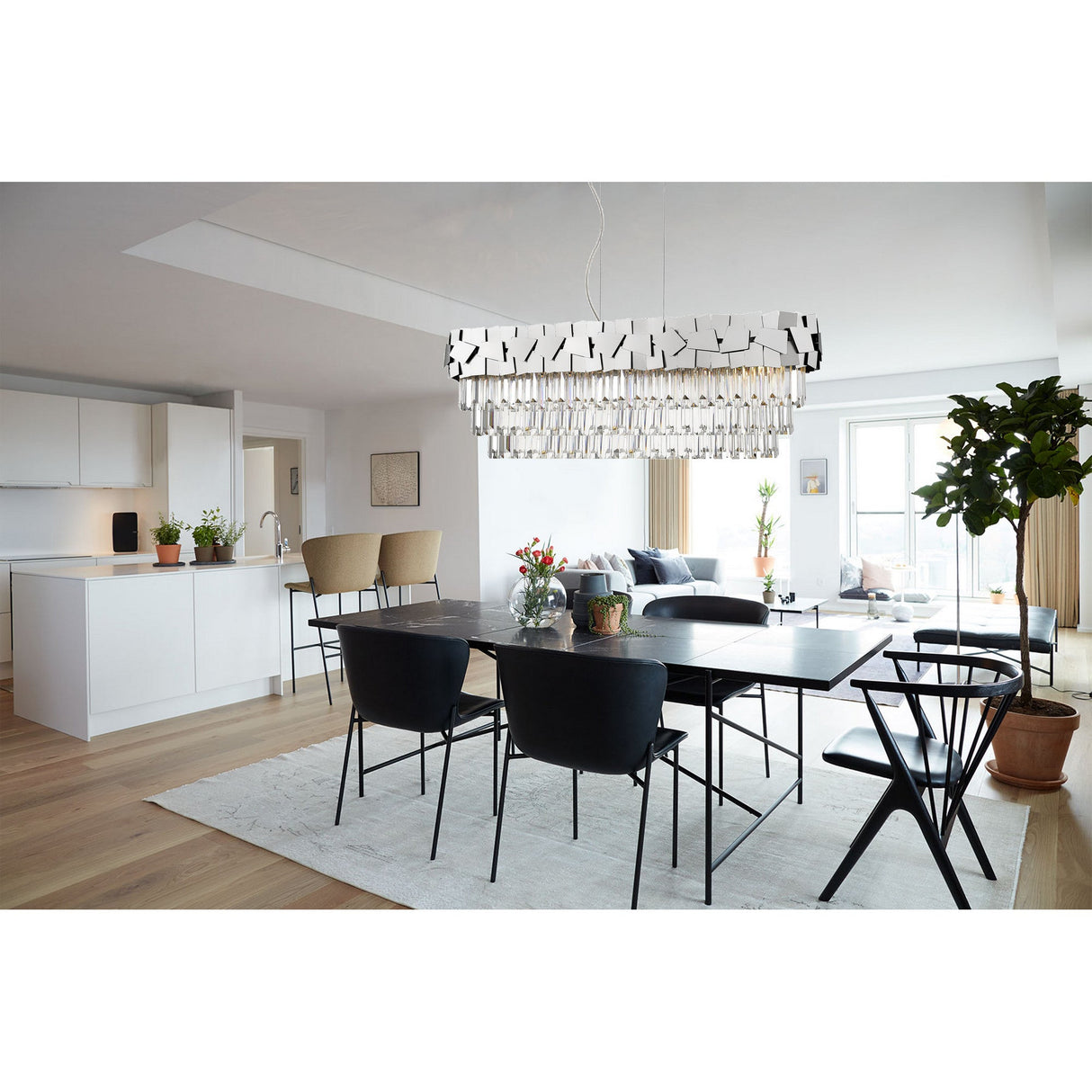 Selia 9 Light Laser Cut Crystal Island Suspension - Chrome