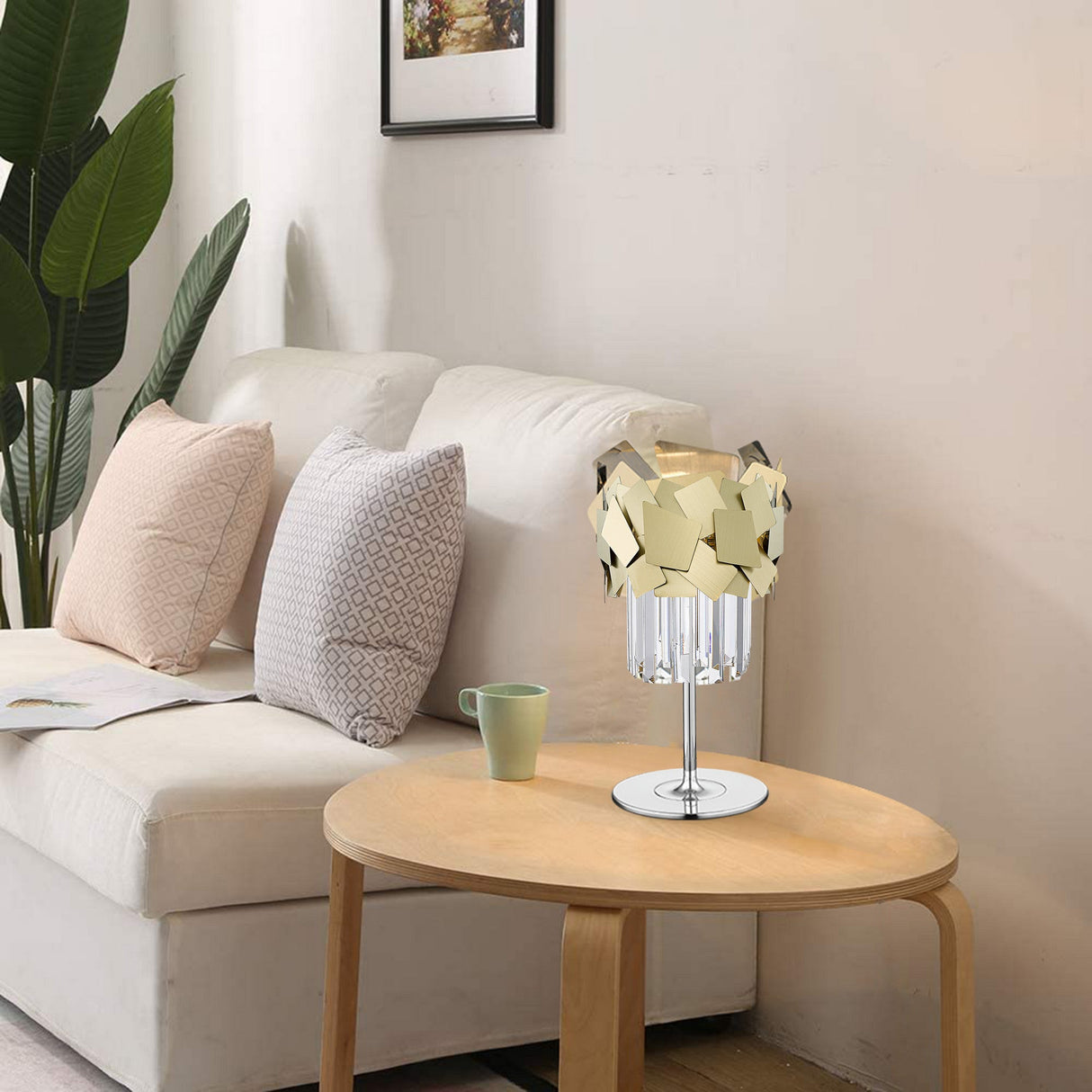 Selia 1 Light Laser Cut Crystal Table Lamp - Gold