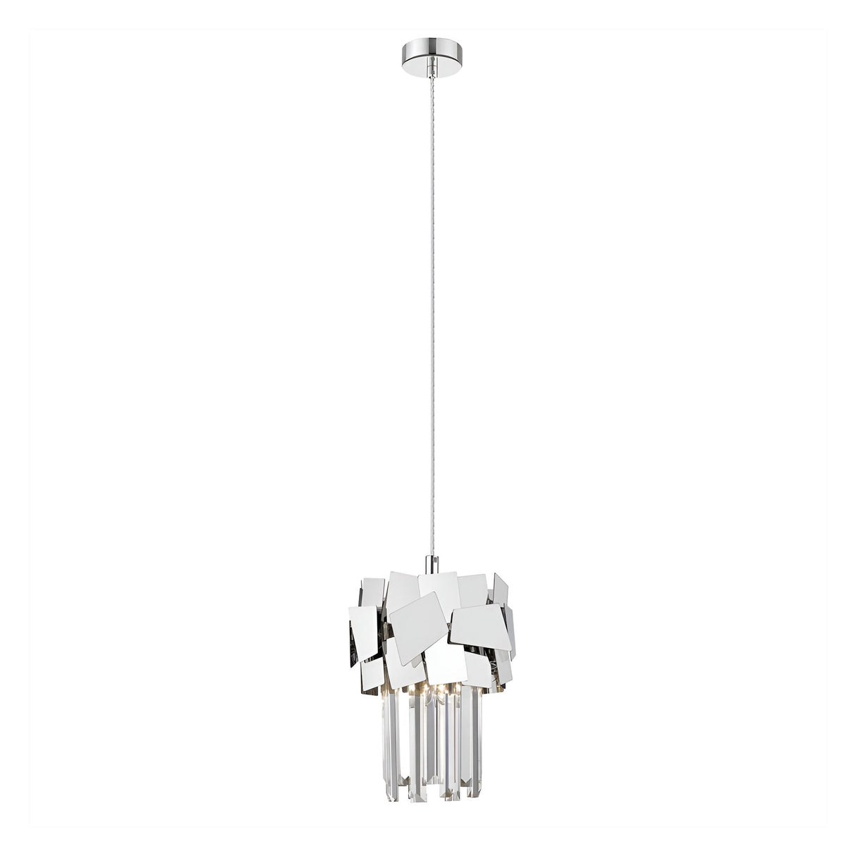 Selia 1 Light Laser Cut Crystal Pendant Light - Chrome