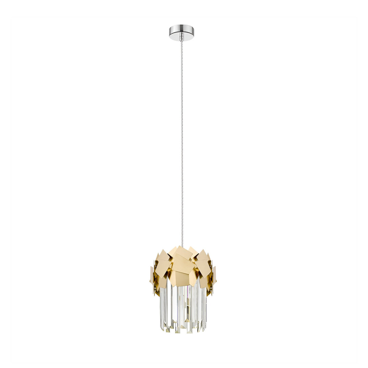 Selia 1 Light Laser Cut Crystal Pendant Light - Gold