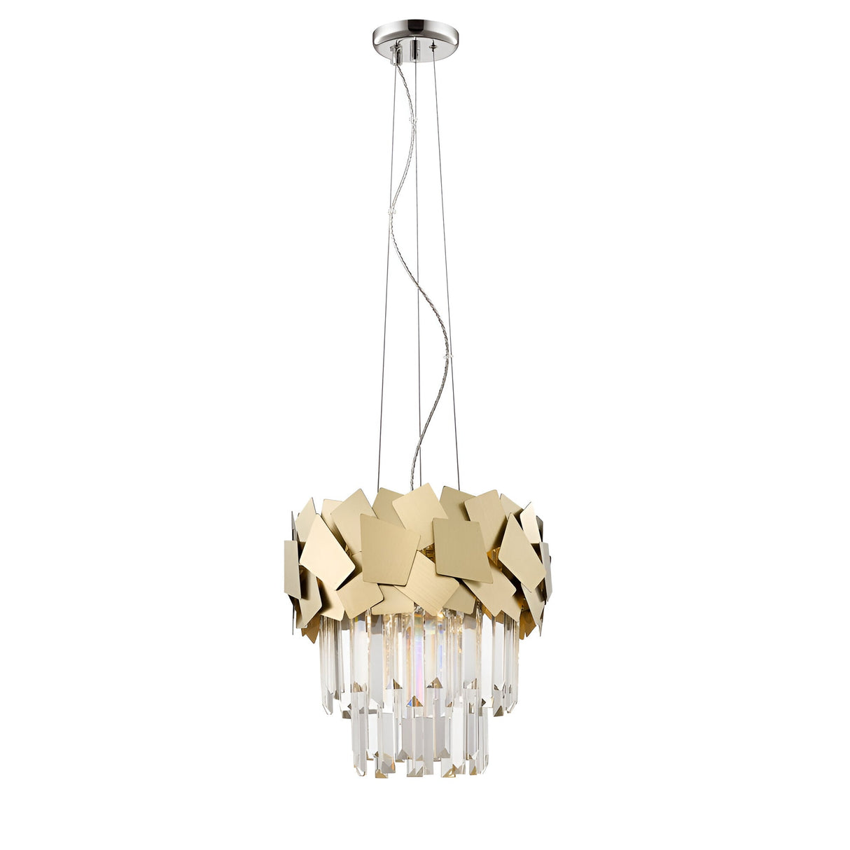 Selia 4 Light Laser Cut Crystal Suspension Light - Gold