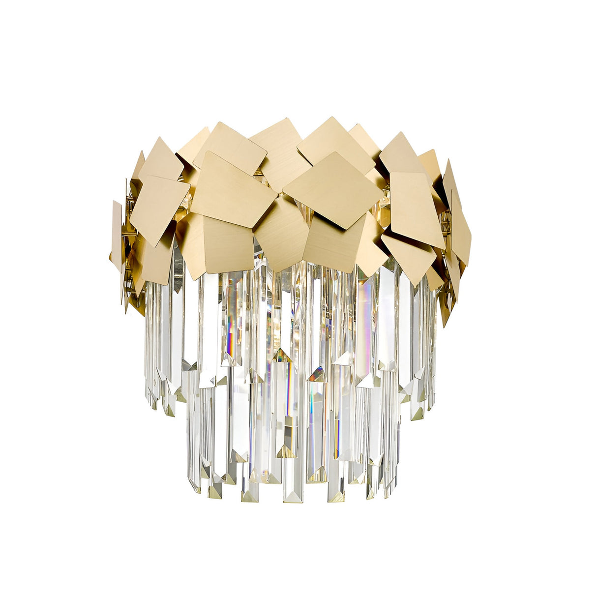 Selia 4 Light Laser Cut Crystal Flush Ceiling Light - Gold