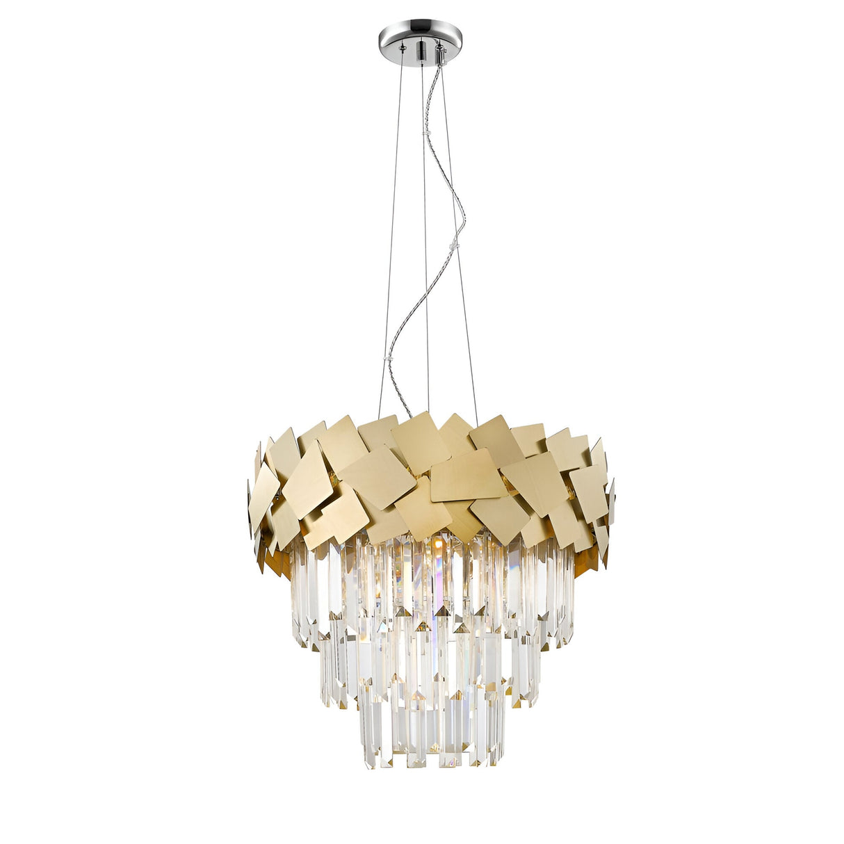 Selia 6 Light Laser Cut Crystal Suspension Light - Gold