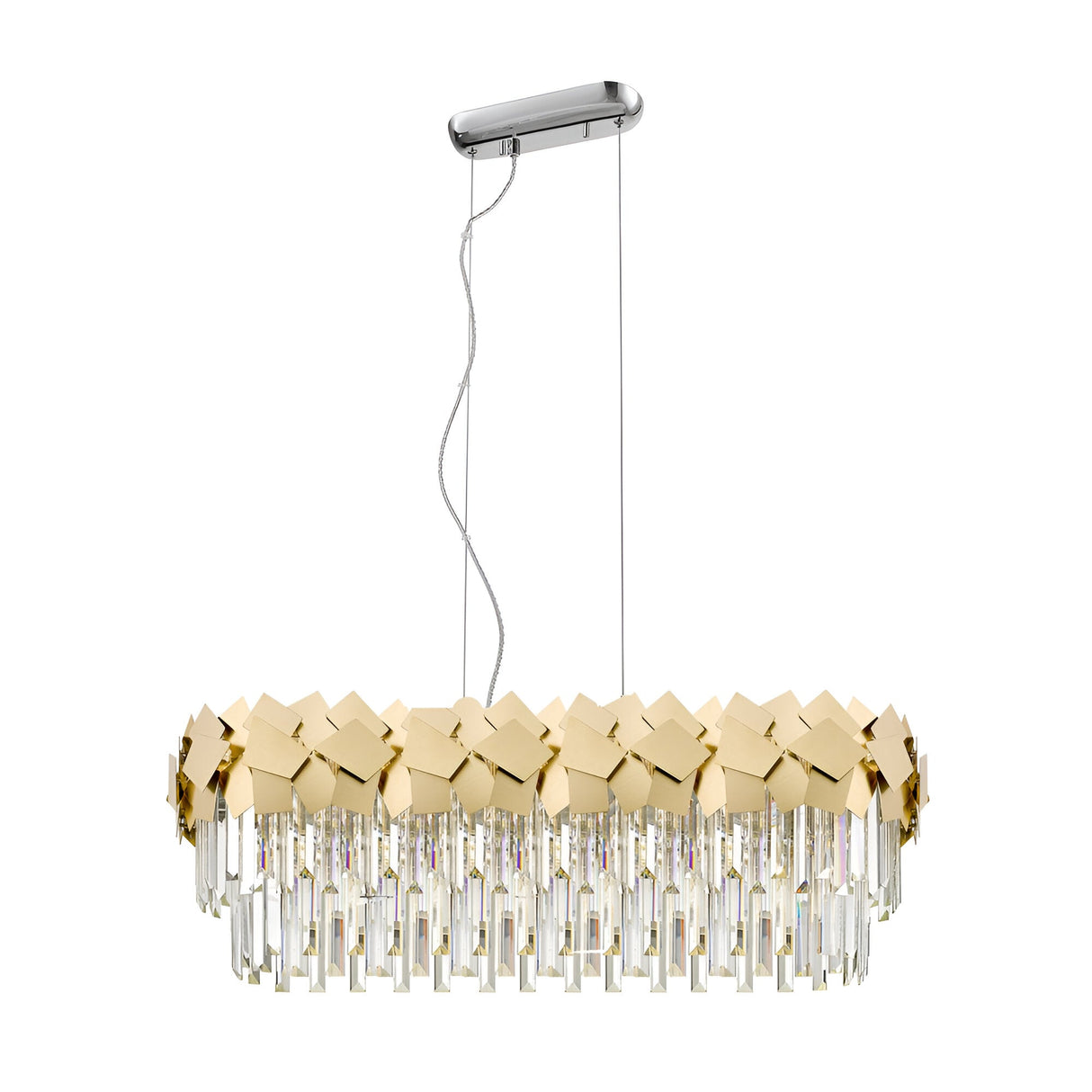Selia 6 Light Laser Cut Crystal Island Suspension - Gold