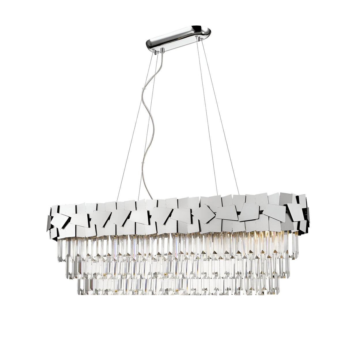 Selia 9 Light Laser Cut Crystal Island Suspension - Chrome