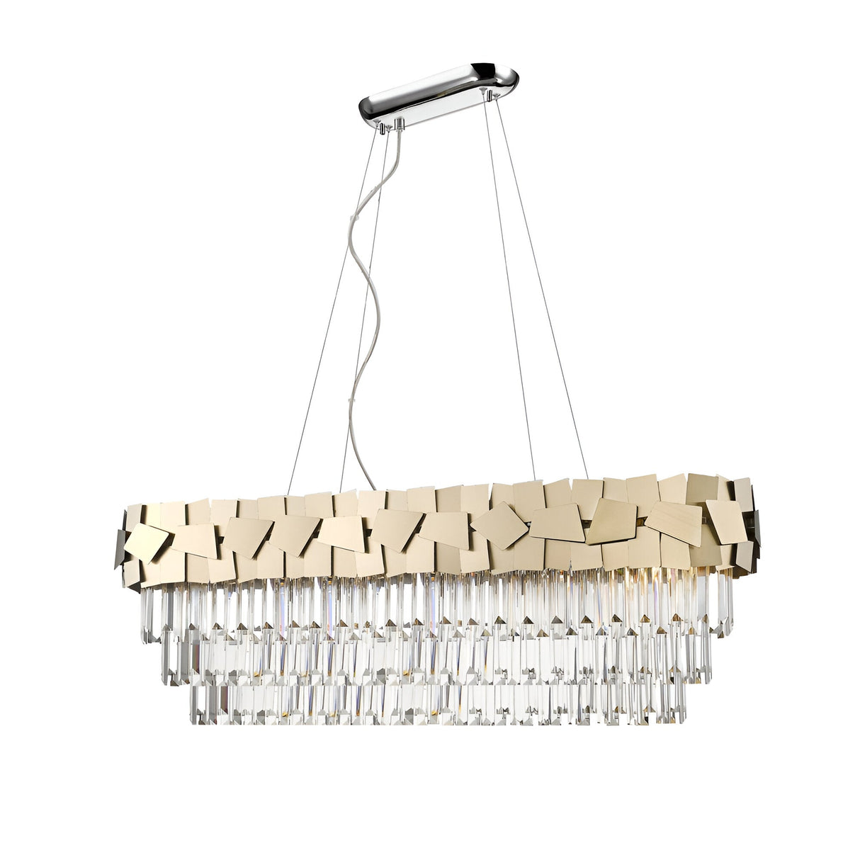 Selia 9 Light Laser Cut Crystal Island Suspension - Gold
