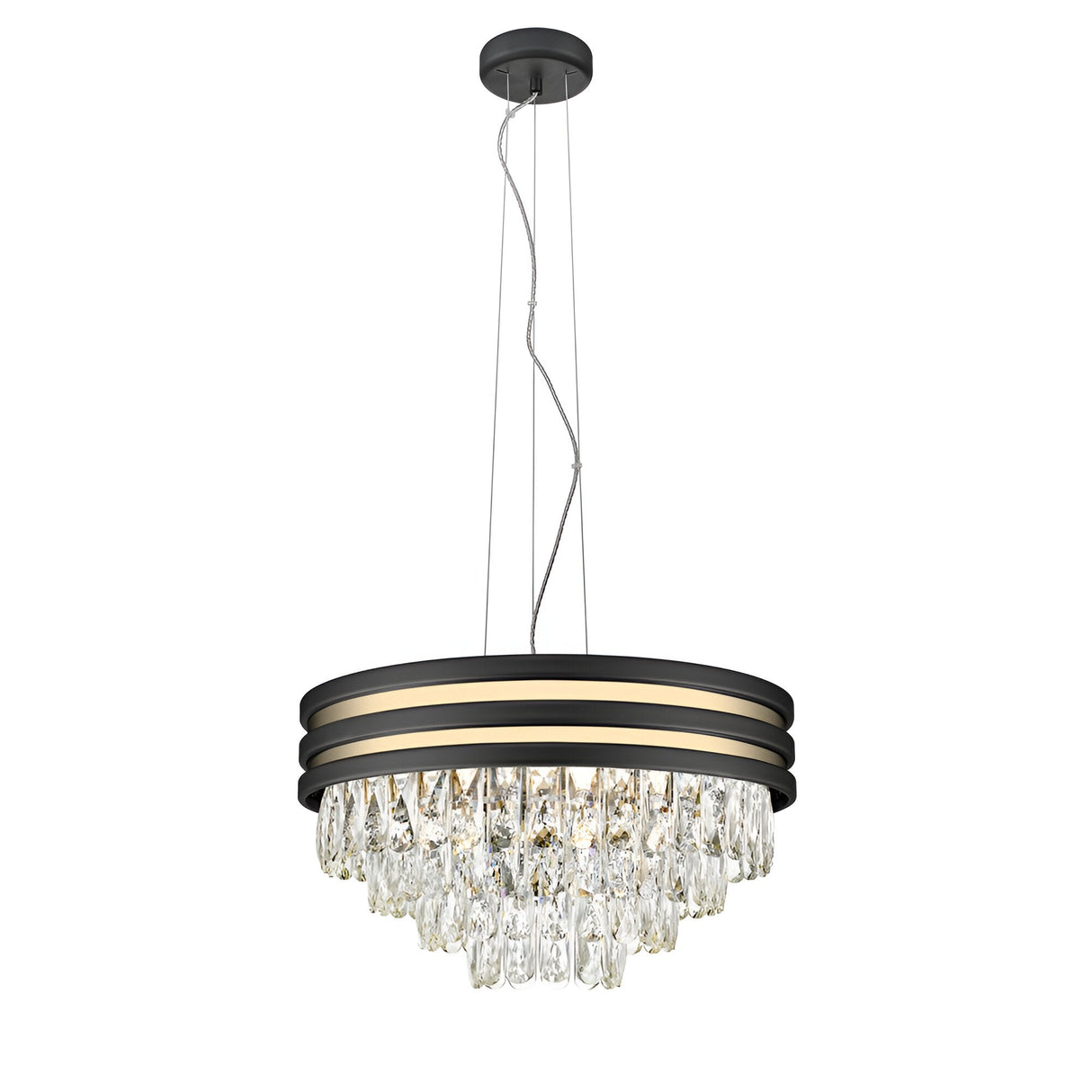 Tides 5 Light Crystal Suspension Light - Black/Gold