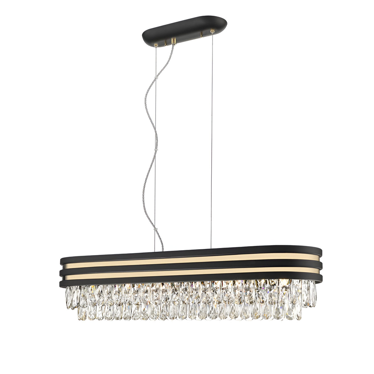 Tides 6 Light Crystal Suspension Light - Black/Gold