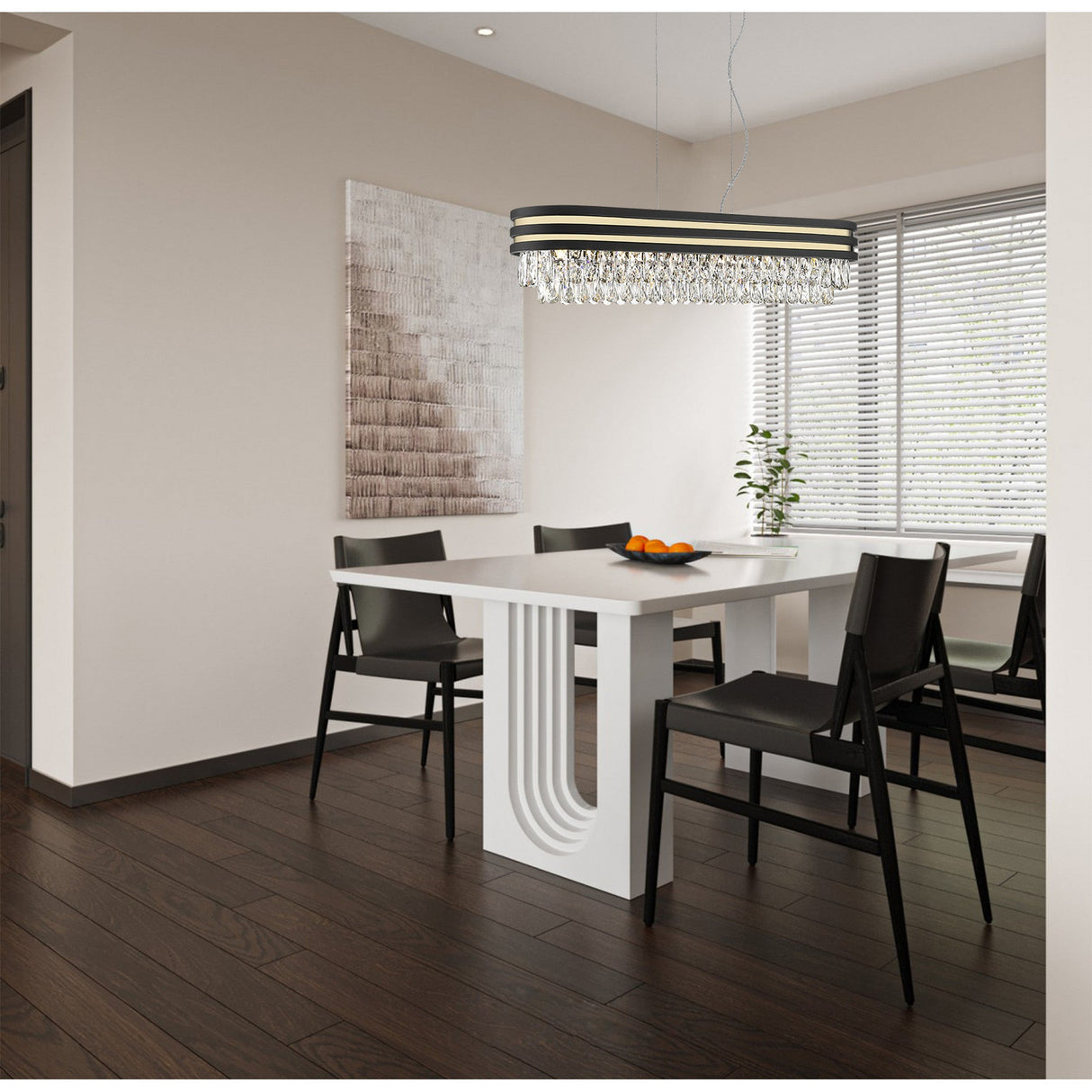 Tides 6 Light Crystal Suspension Light - Black/Gold