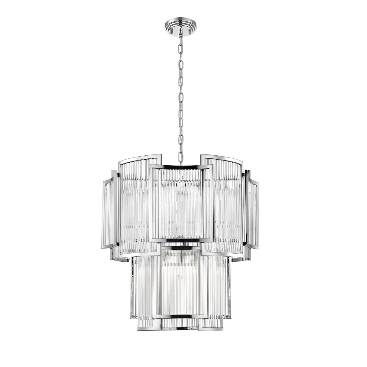 Coral 8 Light 2-Tier Chandelier - Chrome