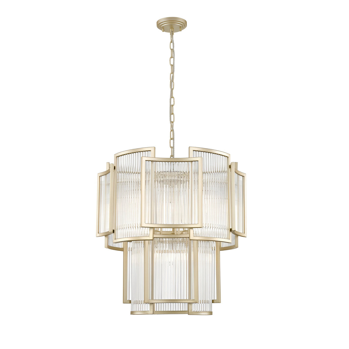 Coral 8 Light 2-Tier Chandelier - Matt Gold