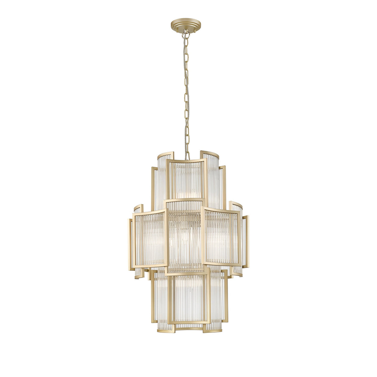 Coral 11 Light 2-Tier Chandelier - Matt Gold