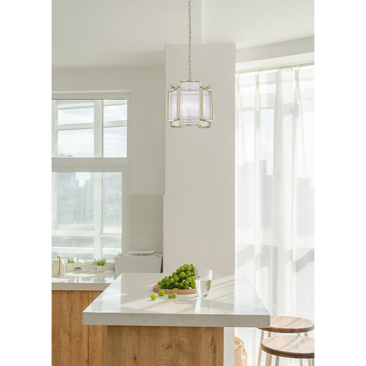 Coral 3 Light Pendant Light - Matt Gold