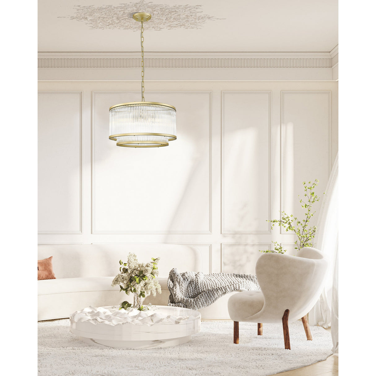 Coral 5 Light 2-Tier Chandelier - Matt Gold