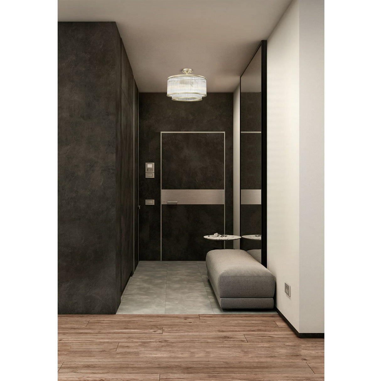 Coral 5 Light 2-Tier Semi-Flush Light - Matt Gold