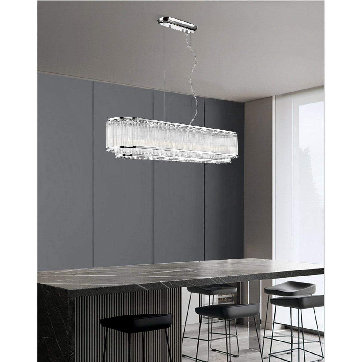 Coral 7 Light Island Suspension - Chrome