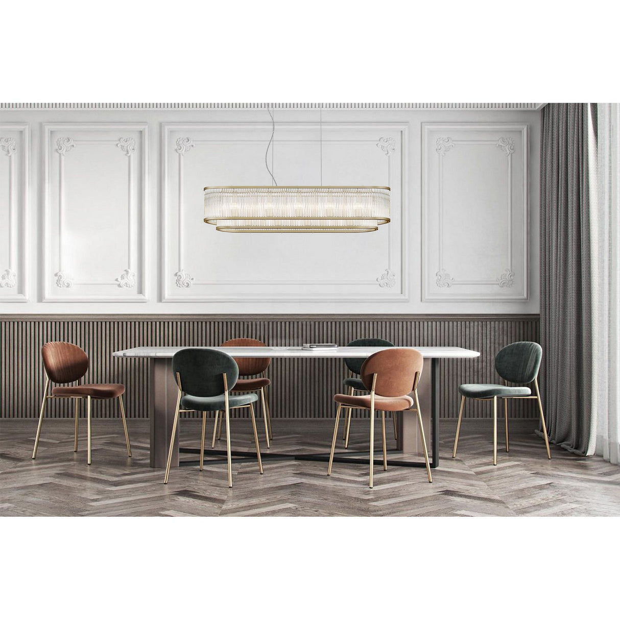 Coral 7 Light Island Suspension - Matt Gold