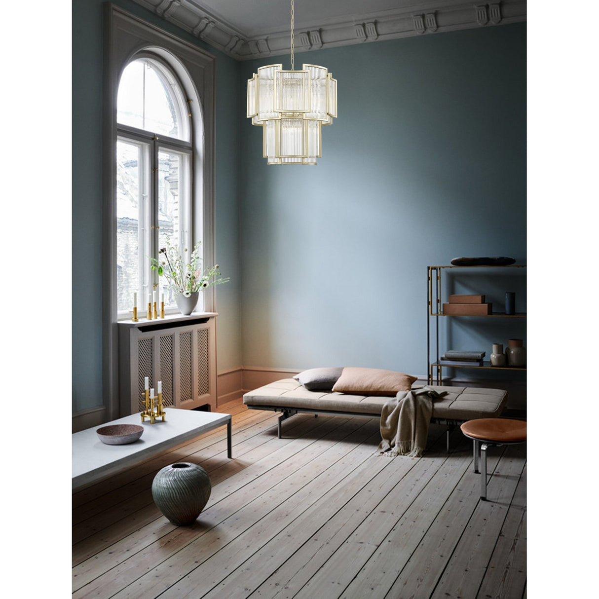 Coral 8 Light 2-Tier Chandelier - Matt Gold