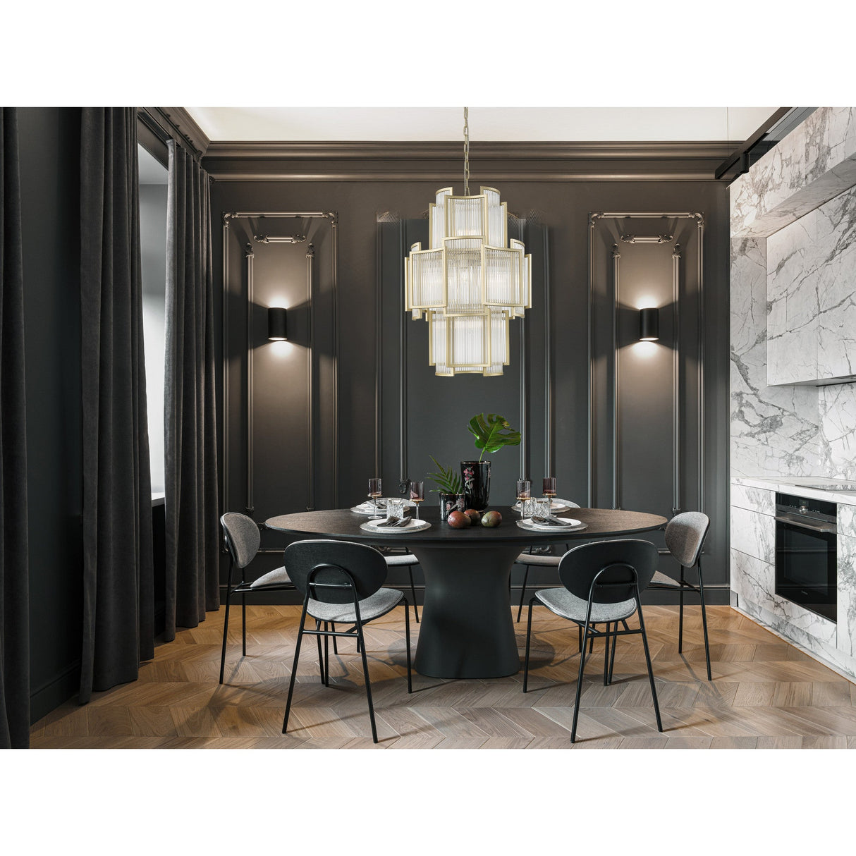 Coral 11 Light 2-Tier Chandelier - Matt Gold