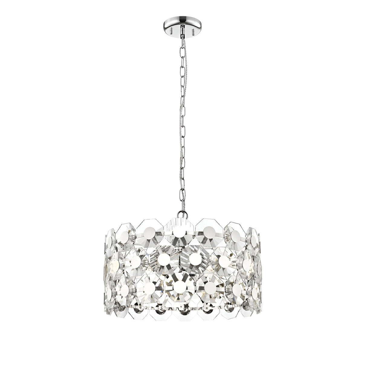 Azure 6 Light Crystal Drum Pendant Light - Chrome