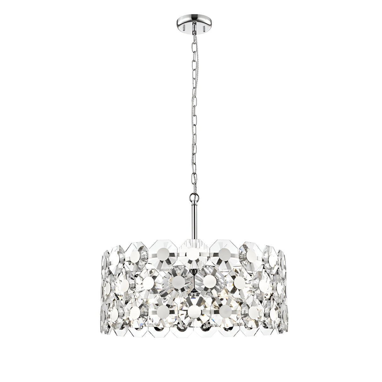 Azure 7 Light Crystal Drum Pendant Light - Chrome