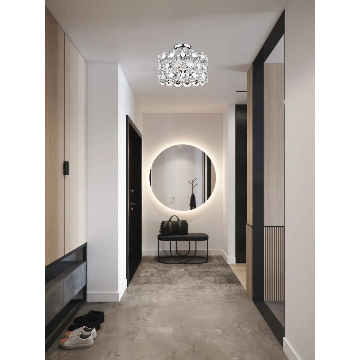 Azure 5 Light Crystal Semi-Flush Light - Chrome