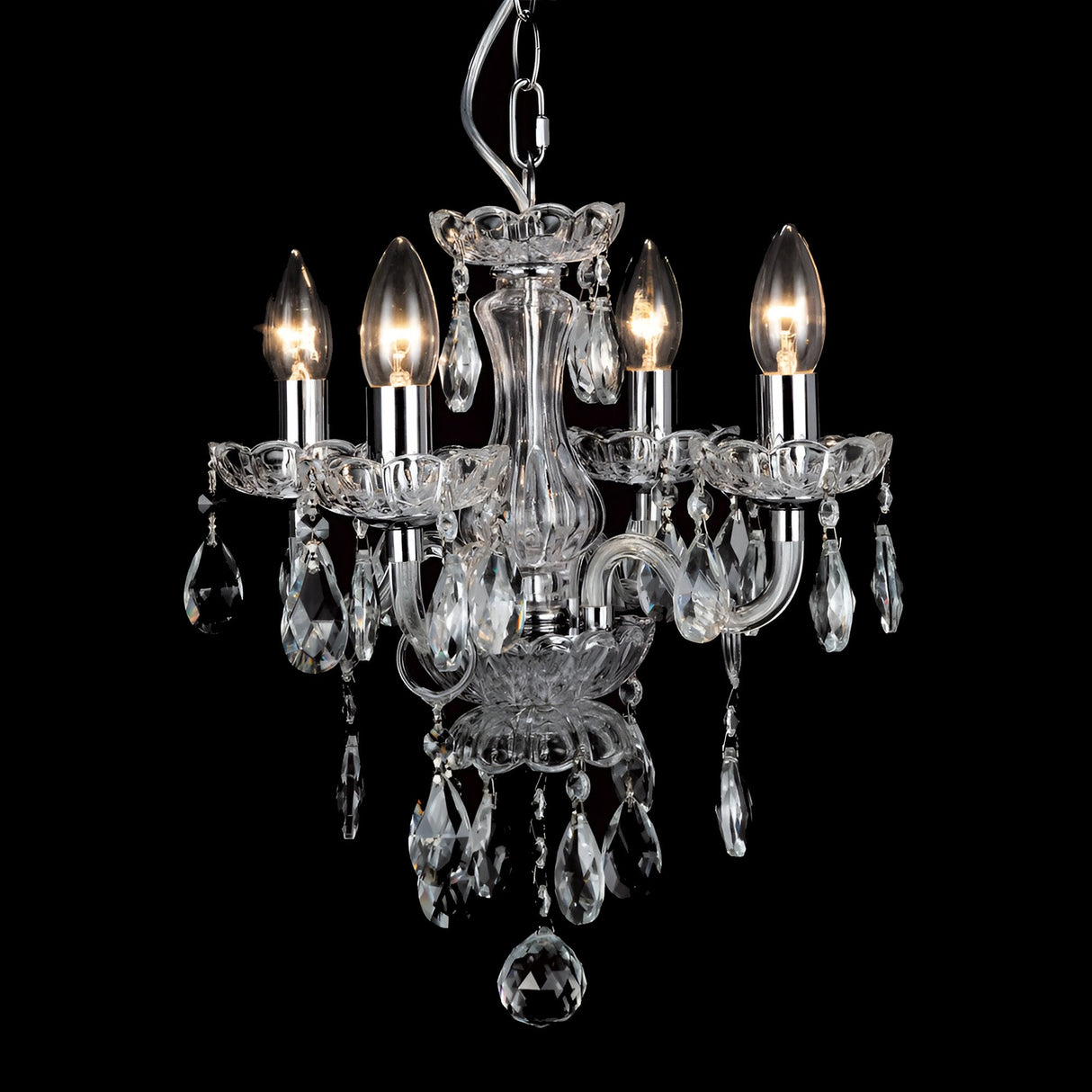 Roven 4 Light Crystal Chandelier - Chrome