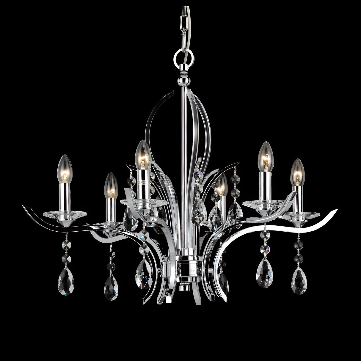 Lucent 6 Light Crystal Chandelier - Chrome