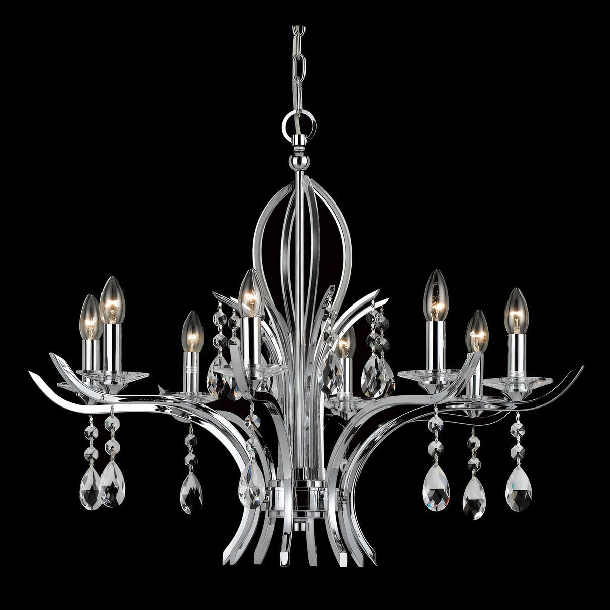 Lucent 8 Light Crystal Chandelier - Chrome
