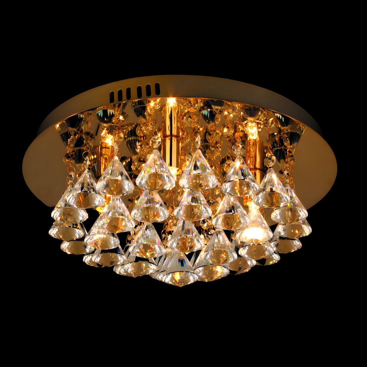 Luma 4 Light Crystal Flush Light - Gold