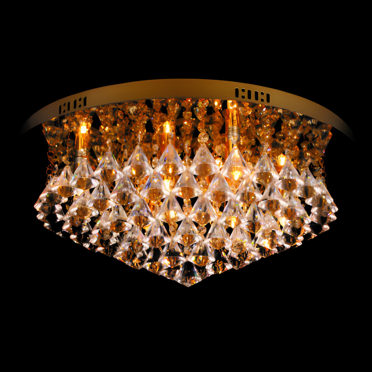 Luma 6 Light Crystal Flush Light - Gold