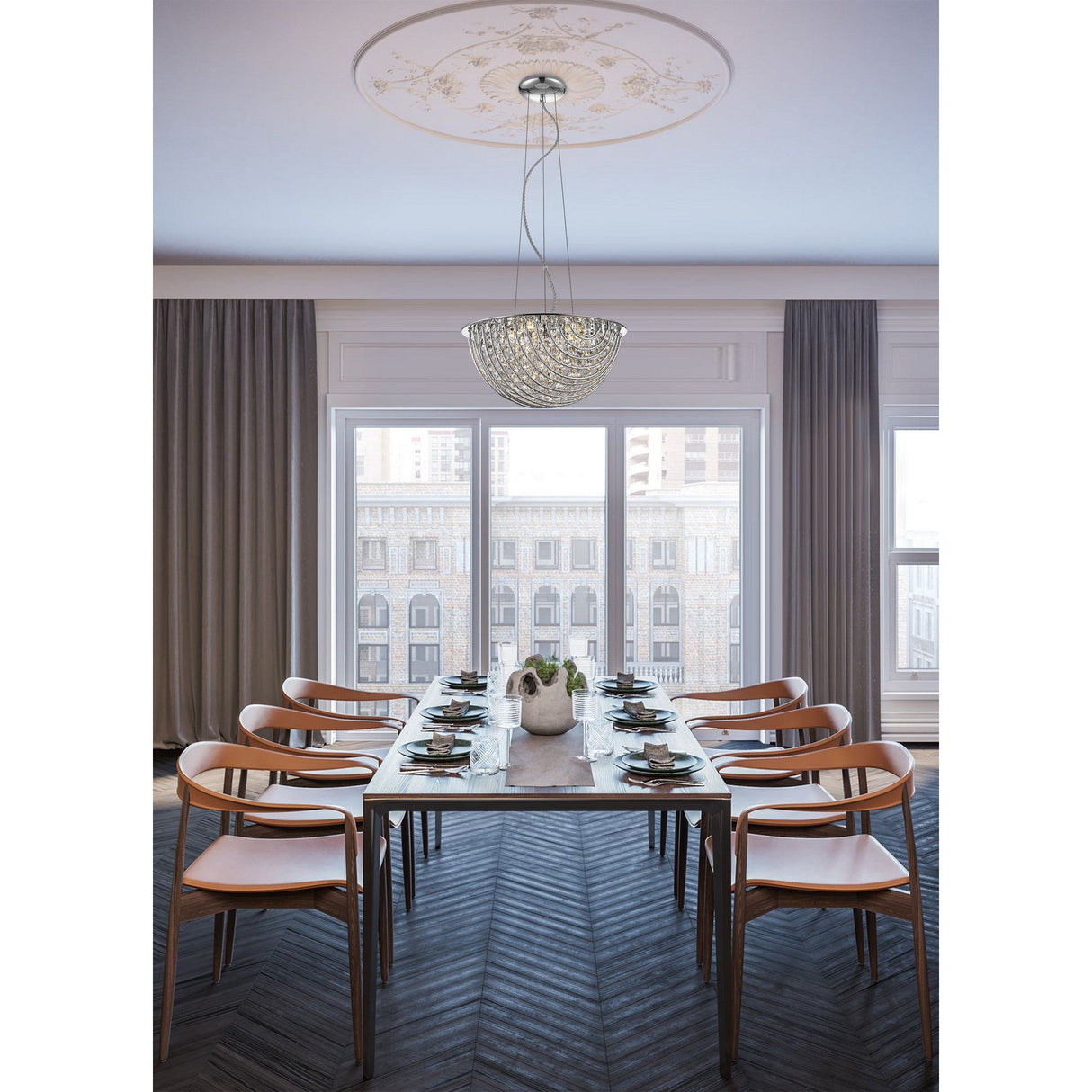 Lumina 5 Light Crystal Suspension Light - Chrome