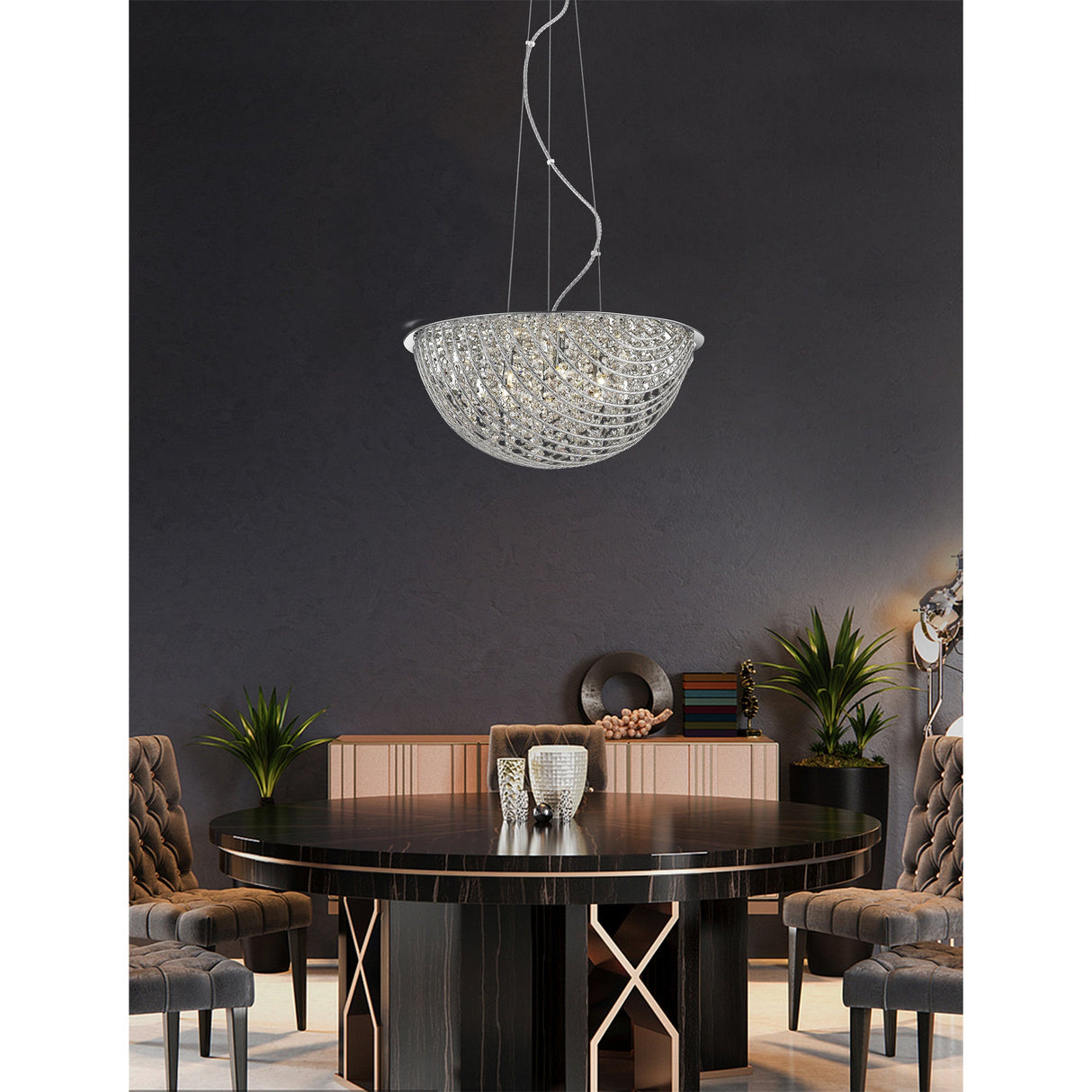 Lumina 6 Light Crystal Suspension Light - Chrome