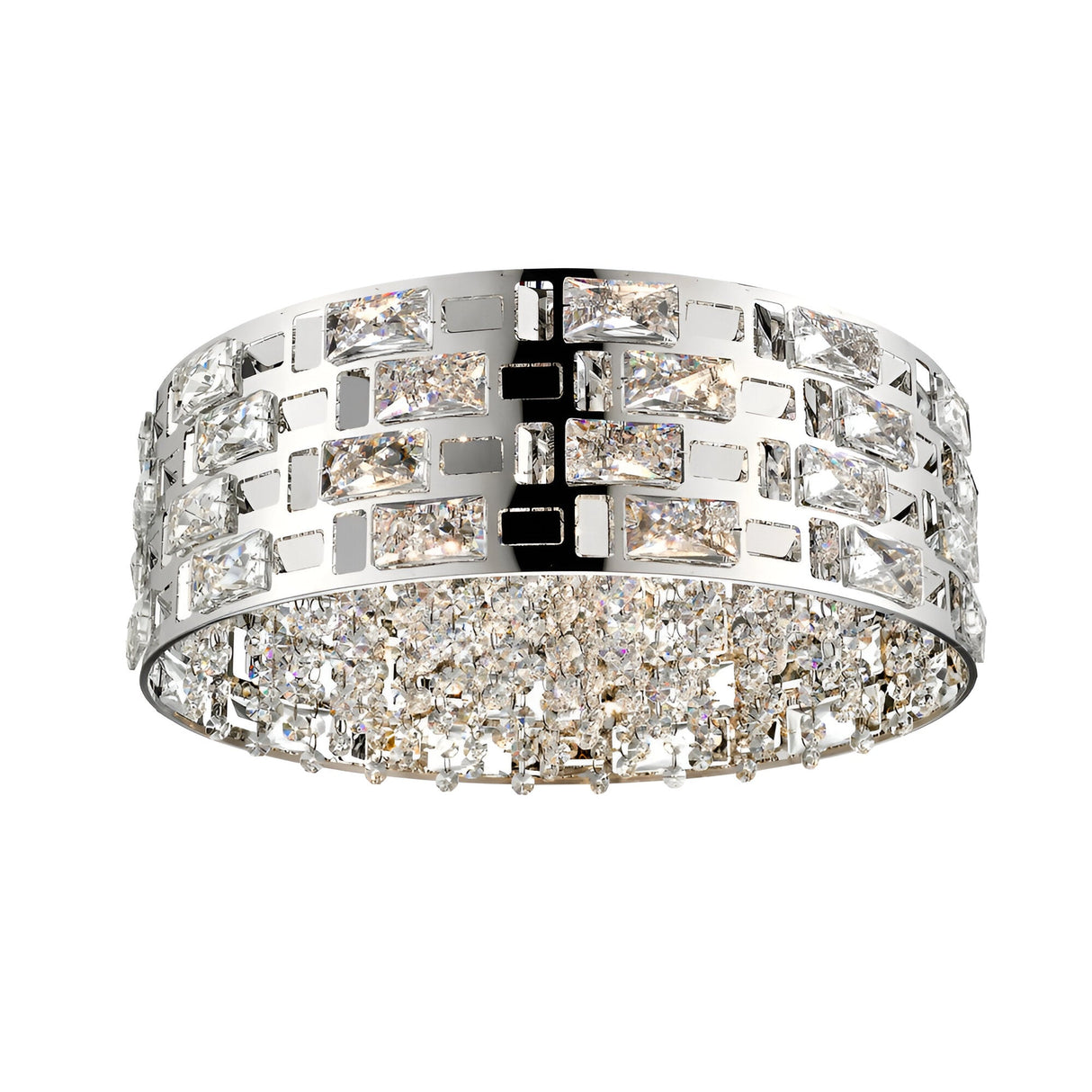 Solara 6 Light Crystal Flush Ceiling Light - Chrome